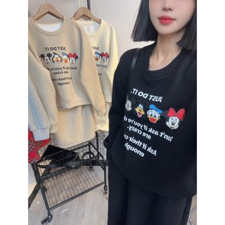 Bộ nỉ nữ áo kèm chân váy dáng dài đáng yêu - Set nỉ mickey donal siêu xinh dày dặn đi chơi đi làm mặc nhà dáng dài
