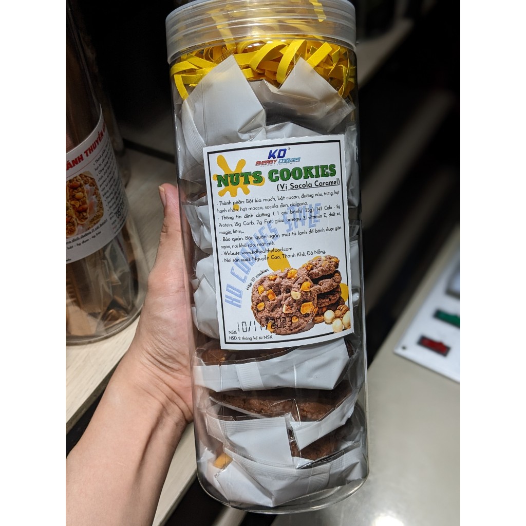 Bánh quy hạt, giòn thơm, giàu dinh dưỡng KD Shop vị socola caramel 10 cái/ hộp 355g