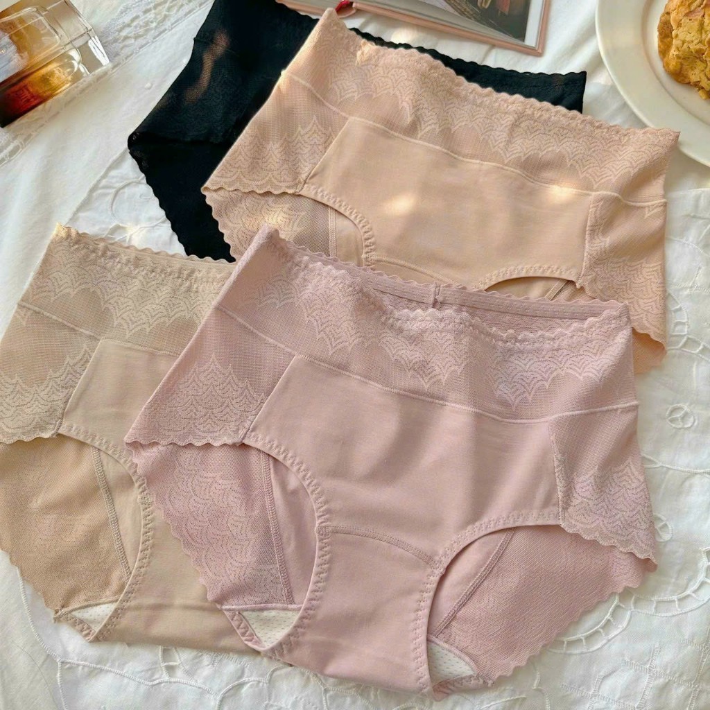 Quần lót cạp cao 298, Quần lót cạp cao chất cotton lạnh phối ren kháng khuẩn 298