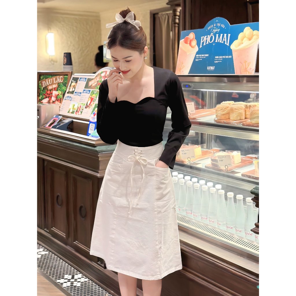 Áo Thun Tăm Cổ Lượn Kèm Mút-A115