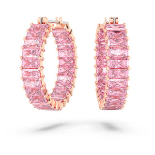 Khuyên tai nữ LAMY Matrix Hoop Pink Baguette Cut Earrings Rose Gold 3123