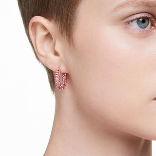 Khuyên tai nữ LAMY Matrix Hoop Pink Baguette Cut Earrings Rose Gold 3123