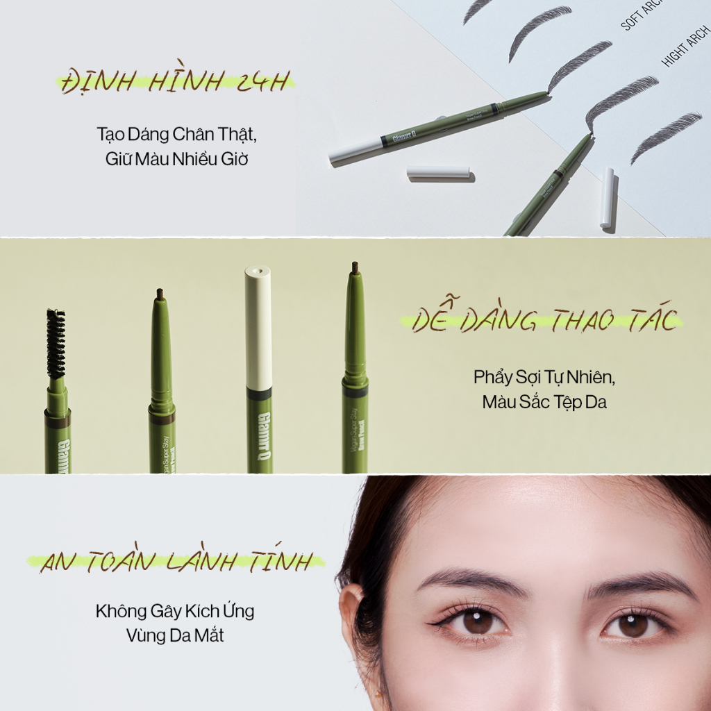 Ảnh Chì Kẻ Mày Glamrr Q Bền Màu Thuần Chay VEGAN SUPER STAY BROW PENCIL (0.08g) 4