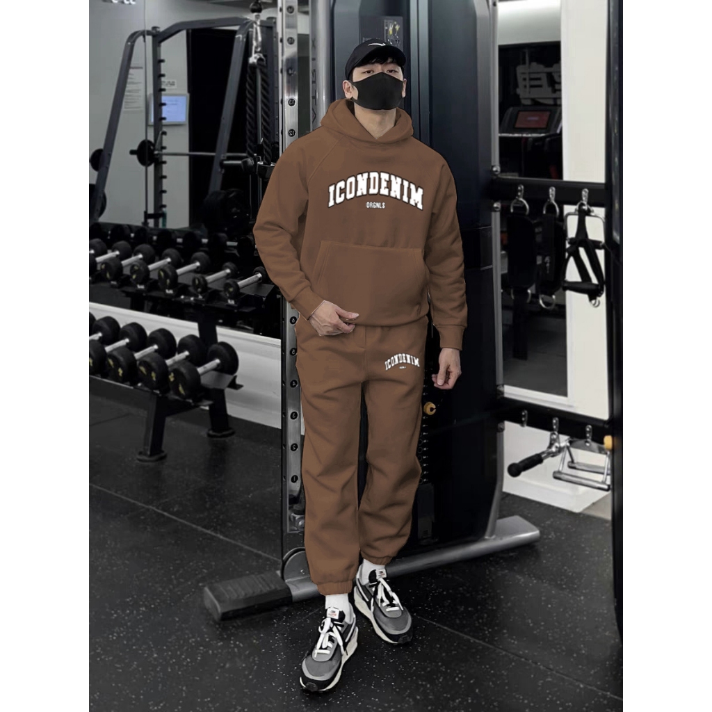 Set Nỉ Hoodie Phối Hoạ Tiết ICONDEMIN Cá Tính Sành Điệu, Chất Liệu Nỉ Ngoại Mềm Mịn Thấm Hút Mồ Hôi Cực Tốt
