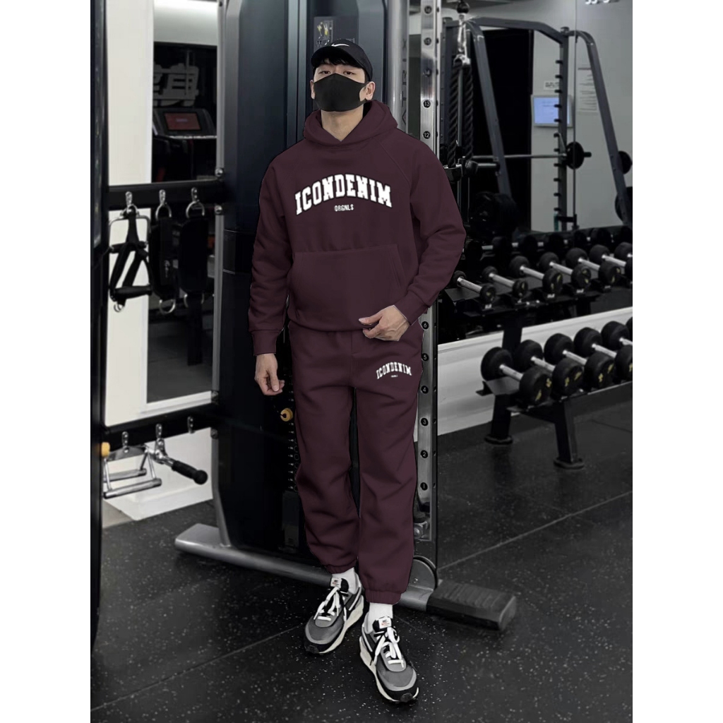 Set Nỉ Hoodie Phối Hoạ Tiết ICONDEMIN Cá Tính Sành Điệu, Chất Liệu Nỉ Ngoại Mềm Mịn Thấm Hút Mồ Hôi Cực Tốt
