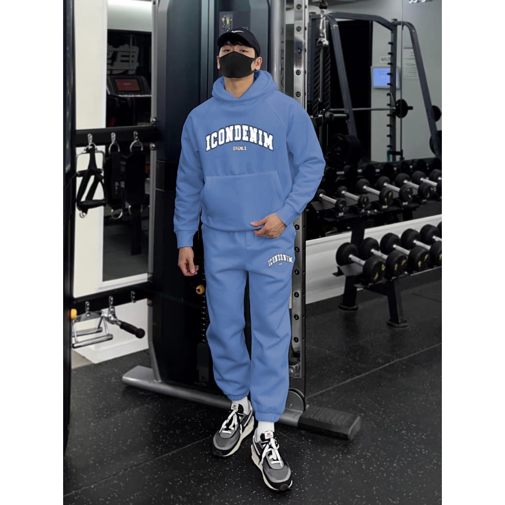 Set Nỉ Hoodie Phối Hoạ Tiết ICONDEMIN Cá Tính Sành Điệu, Chất Liệu Nỉ Ngoại Mềm Mịn Thấm Hút Mồ Hôi Cực Tốt