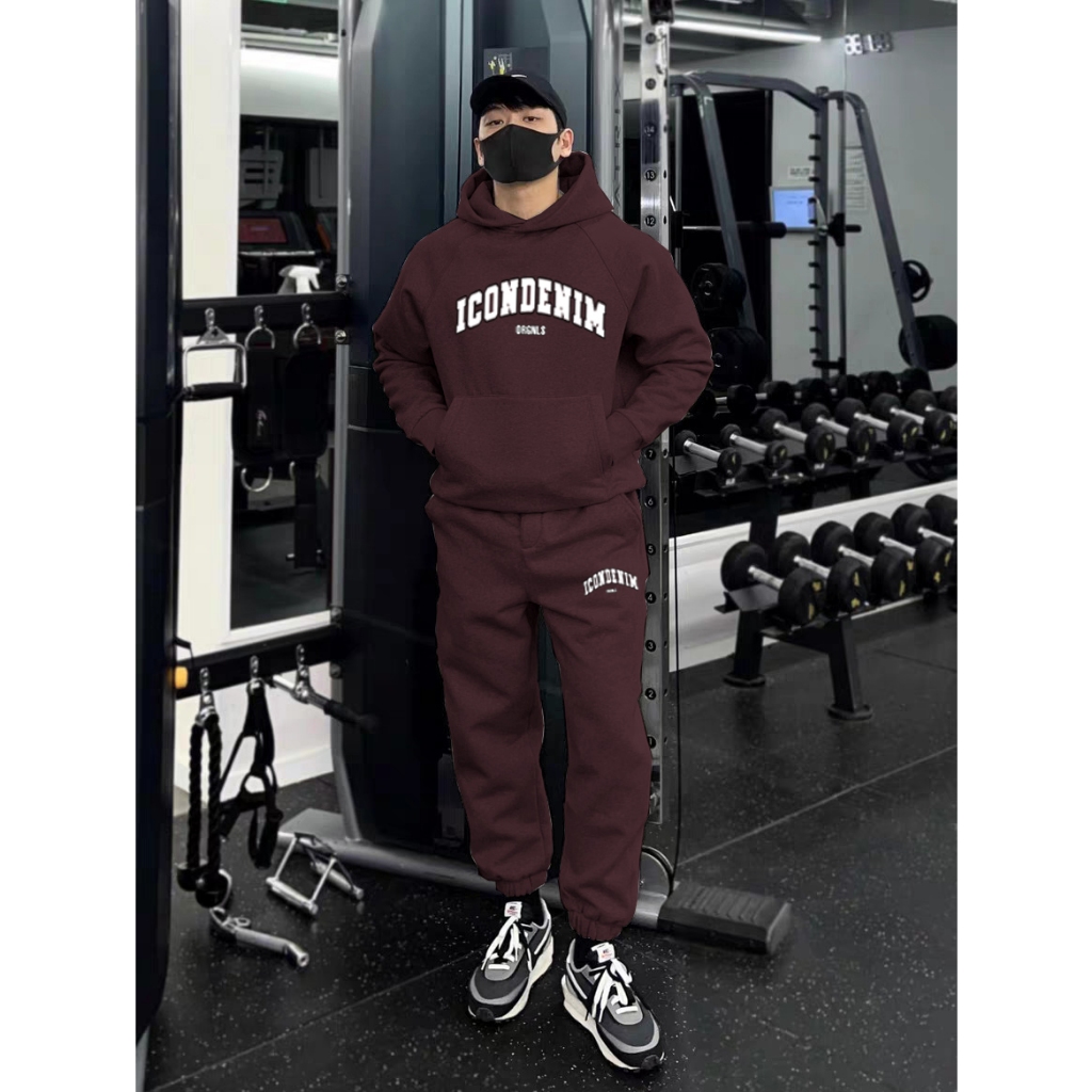 Set Nỉ Hoodie Phối Hoạ Tiết ICONDEMIN Cá Tính Sành Điệu, Chất Liệu Nỉ Ngoại Mềm Mịn Thấm Hút Mồ Hôi Cực Tốt