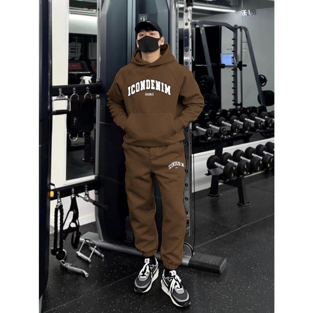 Set Nỉ Hoodie Phối Hoạ Tiết ICONDEMIN Cá Tính Sành Điệu, Chất Liệu Nỉ Ngoại Mềm Mịn Thấm Hút Mồ Hôi Cực Tốt