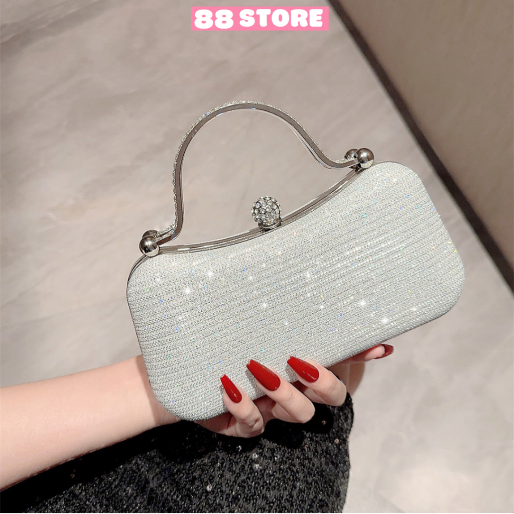 Túi xách nữ cốp đi tiệc cưới đi chơi sang trọng quai xách đính kim tuyến lấp lánh bling bling hàng quảng châu – A 281