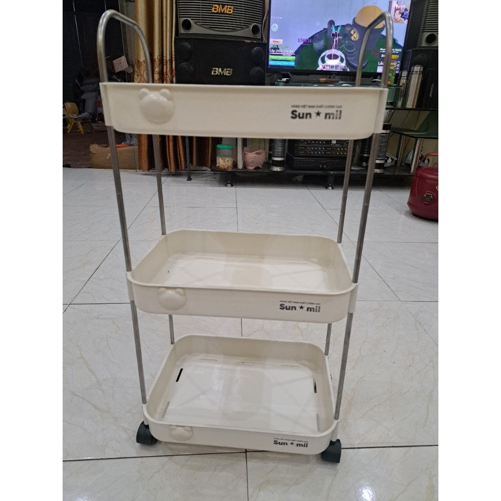 Kệ để đựng đồ đa năng (loại 1 ) Kệ bếp 3 - 4 tầng có bánh xe