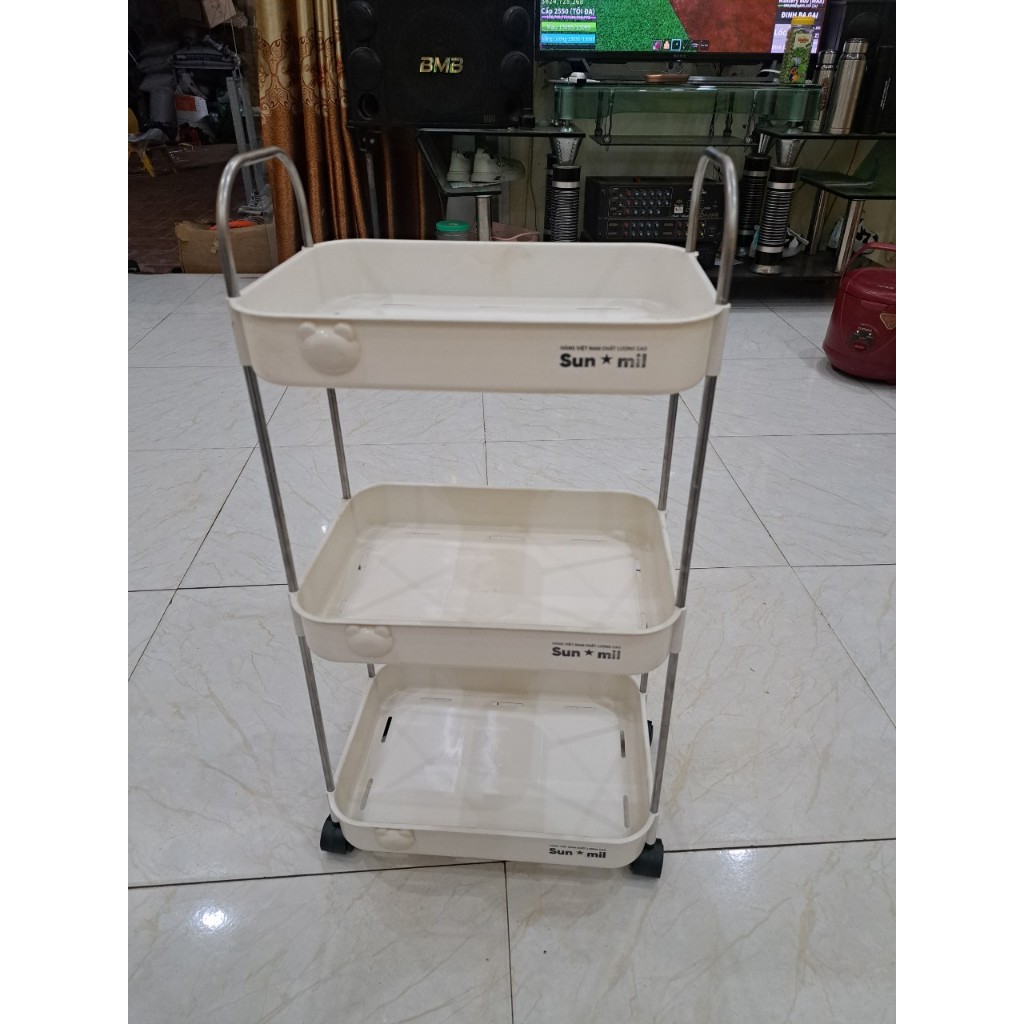 Kệ để đựng đồ đa năng (loại 1 ) Kệ bếp 3 - 4 tầng có bánh xe AMIZIN 01