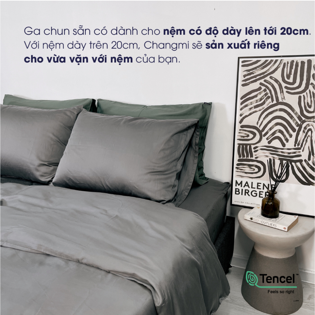 Ảnh Set 3 món ga gối lụa Cotton Tencel tự nhiên (Châu Âu) 60S Changmi Bedding siêu mềm mượt và mát lạnh 4
