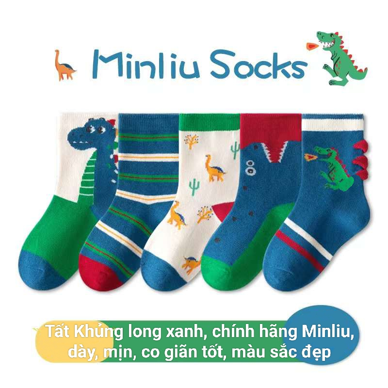 Tất cho bé, tất bé trai, tất bé gái, Sét 5 đôi hàng Minliu cao cấp, dày dặn, mềm mịn, bền