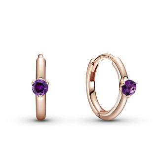 Khuyên tai bạc nữ LAMY Purple Solitaire Huggie Hoop Earrings Rose Gold 3129