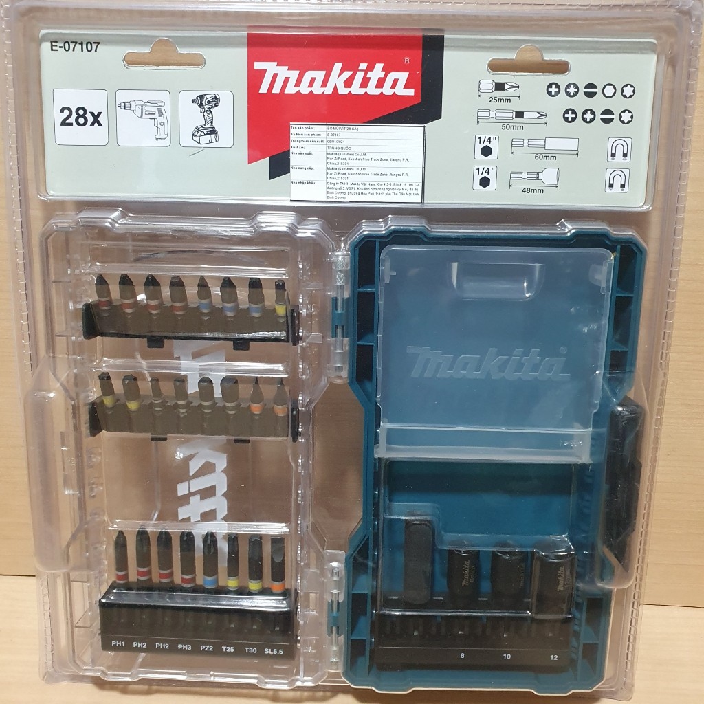 Bộ mũi vặn vít chân lục giác 28 chi tiết Makita E-07107 | Shopee Việt Nam