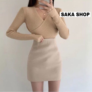 Chân váy công sở ngắn ôm thun gân dày mịn co giãn