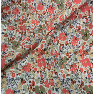Vải Đũi Cotton Hoa Đỏ Cam Mềm Rũ Mát Khổ 1m40