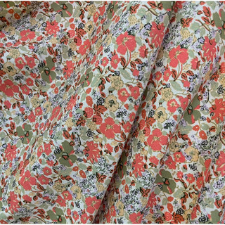 Vải Đũi Cotton Hoa Đỏ Cam Mềm Rũ Mát Khổ 1m40