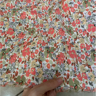Vải Đũi Cotton Hoa Đỏ Cam Mềm Rũ Mát Khổ 1m40