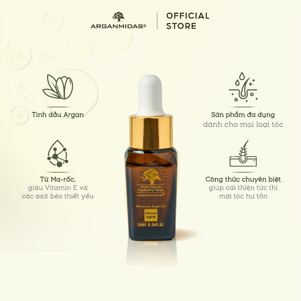 Ảnh Dầu dưỡng phục hồi tóc hư tổn chuyên sâu Arganmidas Moroccan Argan Oil 10ml 4