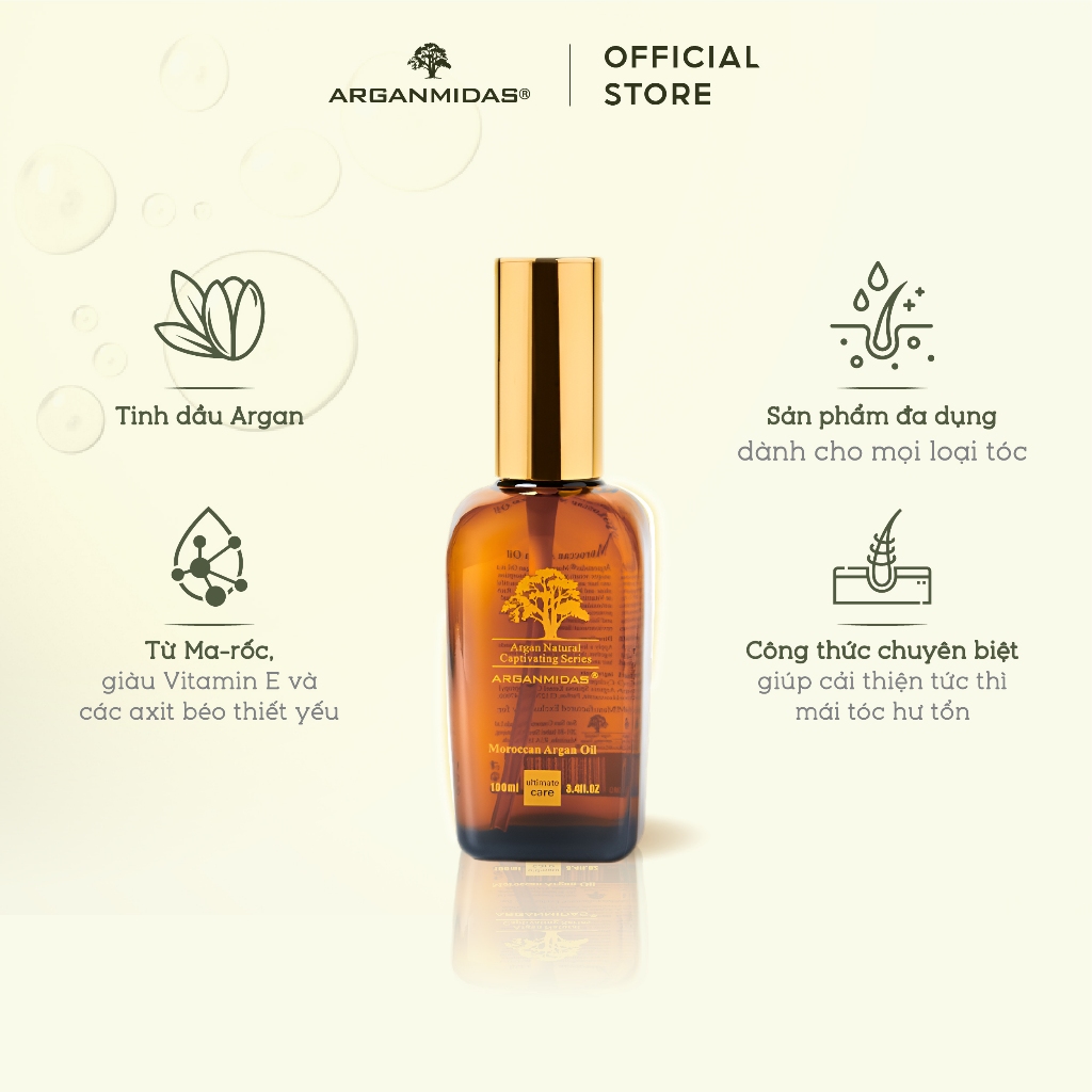 Ảnh Tinh dầu dưỡng phục hồi tóc hư tổn chuyên sâu Arganmidas Moroccan Argan Oil 100ml 4