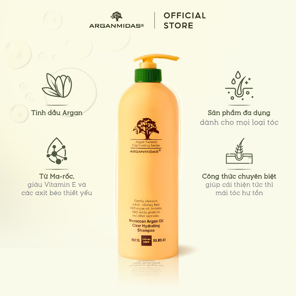 Ảnh Dầu gội siêu dưỡng ẩm Arganmidas Moroccan Argan Oil Clear Hydrating Shampoo  - 1000ml 4