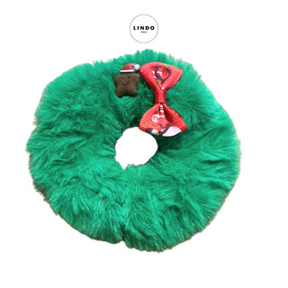 0088 Dây Cột Tóc Lông Nhung Noel LINDO Có Thun Co Giãn Phong Cách Dễ Thương, Xinh Xắn, Thích Hợp cho Dịp Giáng Sinh