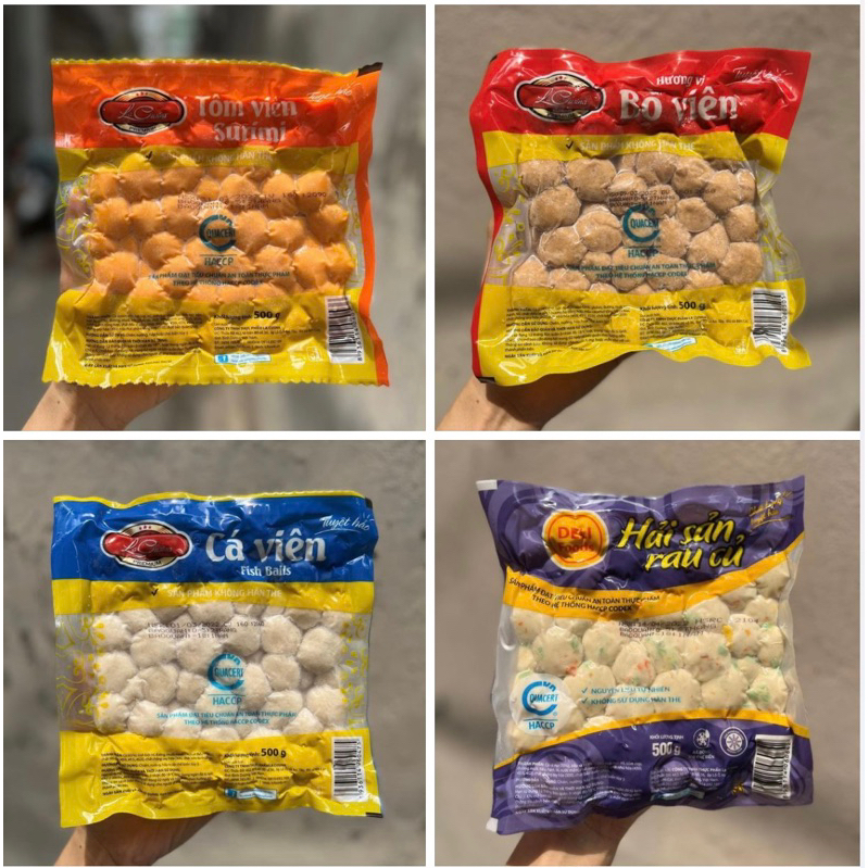 Cá Viên, Tôm Viên,Bò Viên, Rau Củ Viên 500g gói 80 viên to loại ngon ...