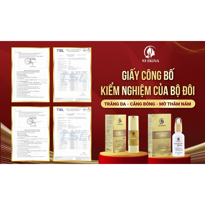 Bộ đôi trắng da căng bóng mờ thâm nám chống nắng lên tone che phủ khuyết điểm 93Skina