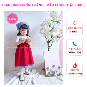 Váy Thiết Kế Bạch Tuyết Cô Bé Quàng Khăn Dễ Thương, Đầm Babydoll Ngân Nga Baby (Tặng kèm khăn cột đầu siêu cưng)