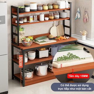 BMZAR Tủ bếp đa năng, kệ để lò vi sóng có tủ, giỏ đựng đồ nhiều kích thước để đồ chất liệu gỗ MDF dễ vệ sinh lau chùi