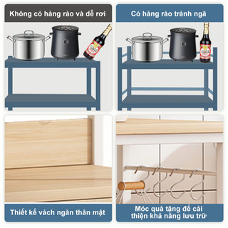 BMZAR Tủ bếp đa năng, kệ để lò vi sóng có tủ, giỏ đựng đồ nhiều kích thước để đồ chất liệu gỗ MDF dễ vệ sinh lau chùi
