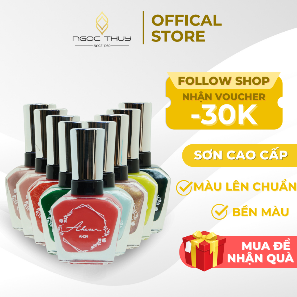 COMBO 10 CHAI SƠN THƯỜNG TẶNG 1 CHAI BÓNG ( TỔNG 11 CHAI) - Sơn Móng Tay Cao Cấp AH29 Nhiều Màu - Ngọc Thuỷ Nail
