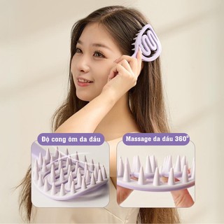 Lược gội đầu massage có tay cầm hàng nội đia cao cấp, sạch gàu, giảm rụng tóc, gỡ rối, kích thích mọc tóc