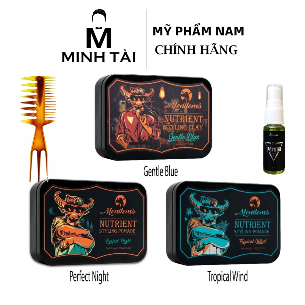 Sáp vuốt tóc Menitems Perfect Night, Tropical Wind, Gentle Blue , Trâu ...