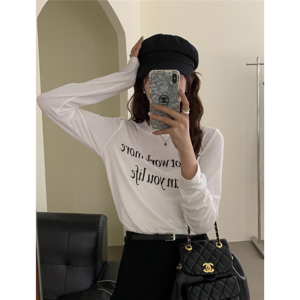 Áo thun Nữ dài tay cổ tròn JULY, Áo thun Thu Đông dài tay in Chữ, Chất Cotton cao cấp Form vừa