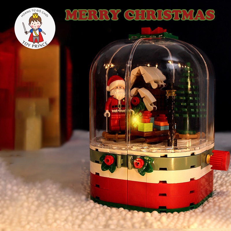Đồ Chơi Lắp Ráp Noel Mô Hình Hộp Nhạc Ông Già Noel / Santa Claus Xoay