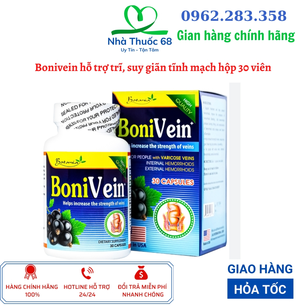 BoniVein hỗ trợ giảm trĩ, suy giãn tĩnh mạch hộp 30 viên | Shopee Việt Nam