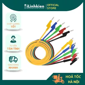 Dây đo đồng hồ bắp chuối liền kẹp cá sấu 15A 1000V bằng silicon mềm dẻo đủ các màu chất lượng cao.
