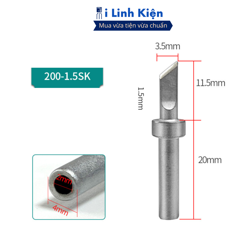 Đầu mỏ hàn 200-K, 200-I, 200-2C, 200-1.5SK dùng cho trạm hàn 203H, 204H, 205H chính hãng ilinhkien.