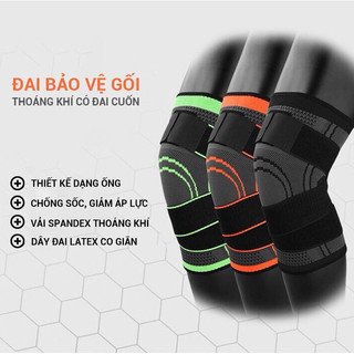 (bộ 2 cái) Bó gối có dây quấn trợ lực vải dệt kim 3D thoáng khí, Đai Quấn Bảo Vệ Đầu Gối