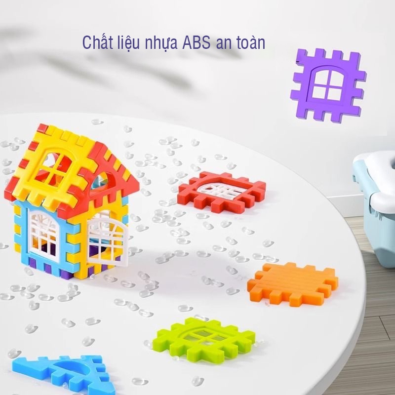 Bộ Đồ Chơi Lắp Ráp Xếp Hình Ngôi Nhà 210 Chi Tiết, Đồ Chơi Xếp Hình Khối Xây Dựng Cho Bé Trai Bé Gái