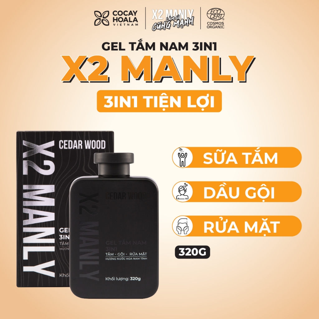 Ảnh Gel Tắm Nam Cỏ Cây Hoa Lá X2 Manly 3in1 320g - Hương Nước Hoa Nam Tính 2