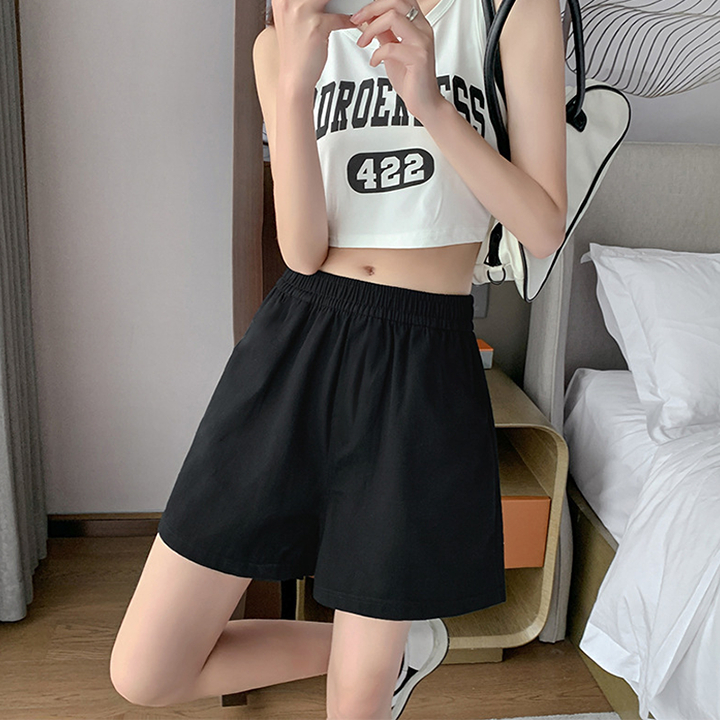 Ảnh Quần short lưng thun basic trơn đen THOCA HOUSE trẻ trung, năng động thường ngày dễ phối 2