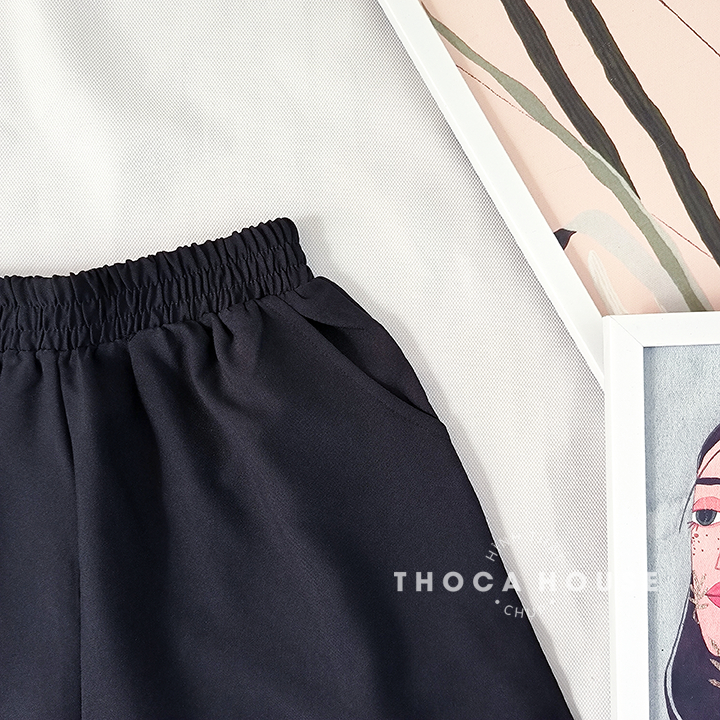 Ảnh Quần short lưng thun basic trơn đen THOCA HOUSE trẻ trung, năng động thường ngày dễ phối 3