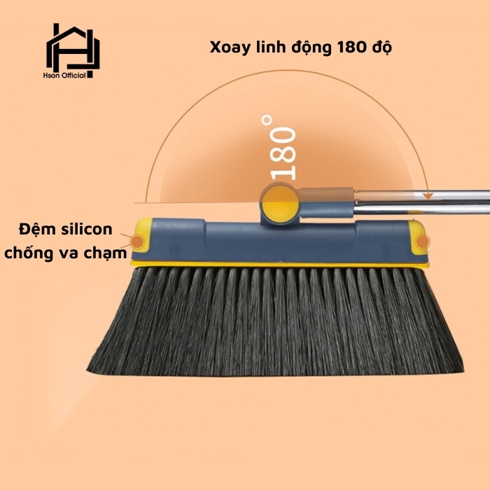 Bộ chổi quét nhà kèm ky hót rác gấp gọn tiện lợi, cây chổi quét nhà ...