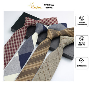 Cà vạt nam TỰ THẮT cotton họa tiết thời trang Hàn Quốc công sở, Cavat chú rể, Calavat trung niên Cope88