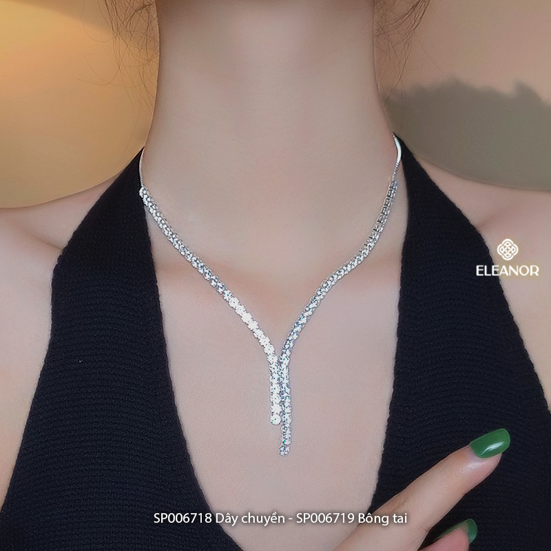 Dây chuyền bông tai nữ Eleanor Accessories bộ trang sức đính đá lấp lánh phụ kiện trang sức 6718