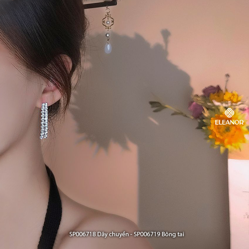 Dây chuyền bông tai nữ Eleanor Accessories bộ trang sức đính đá lấp lánh phụ kiện trang sức 6718