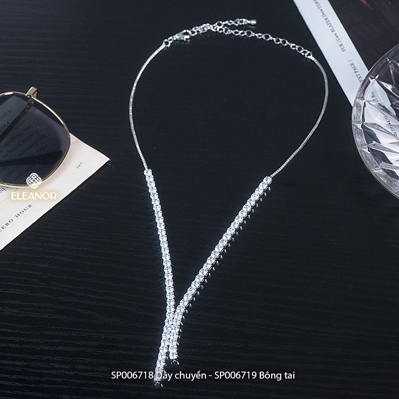 Dây chuyền bông tai nữ Eleanor Accessories bộ trang sức đính đá lấp lánh phụ kiện trang sức 6718
